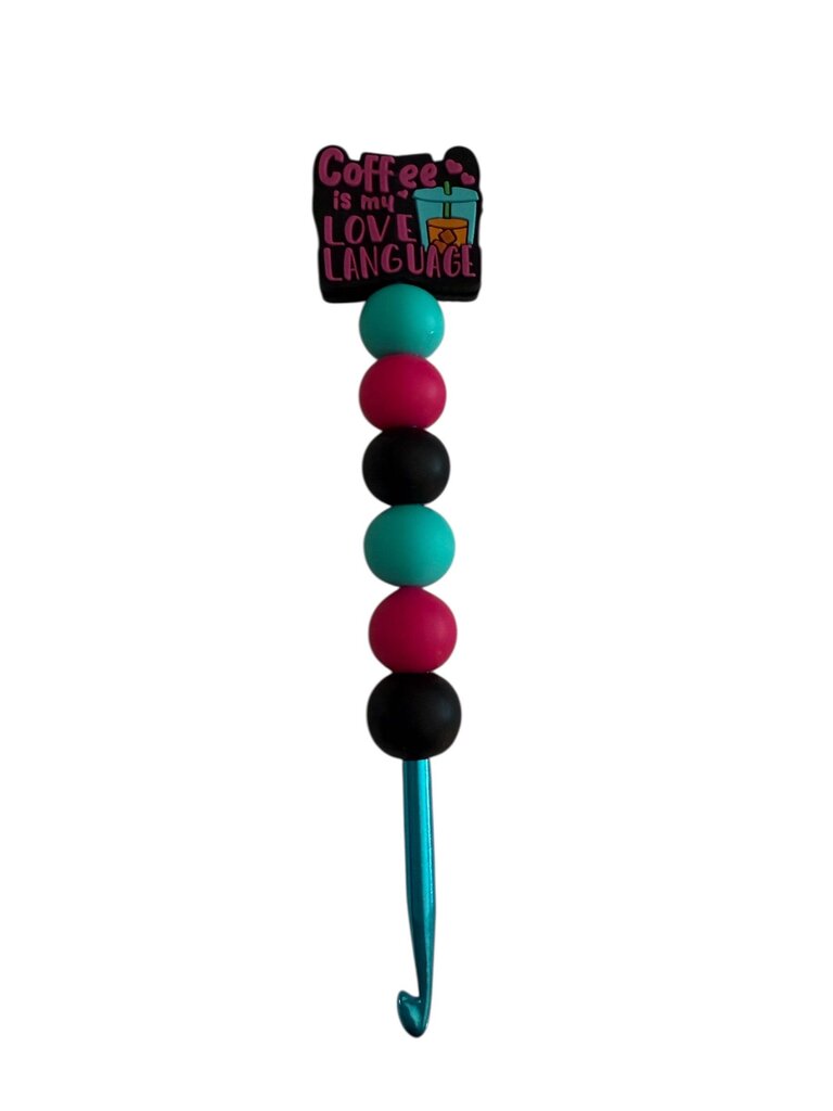 Ergonomic beaded crochet hook 5mm "coffee is my love language"