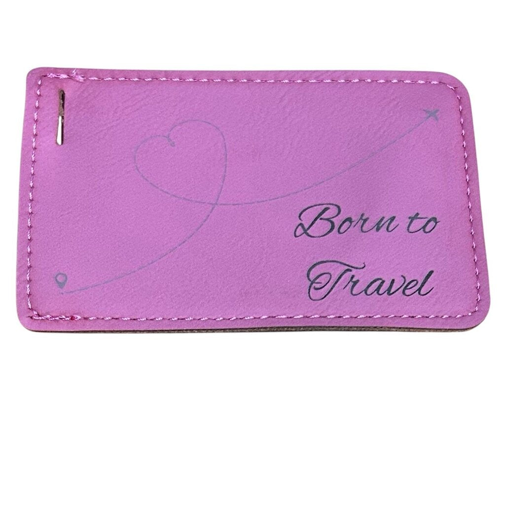 Luggage Tag Born to Travel Pink