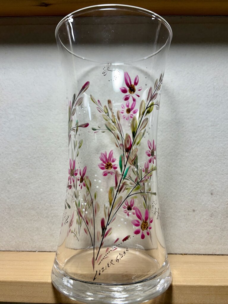 Sydney vase daisies burgundy eucalyptus