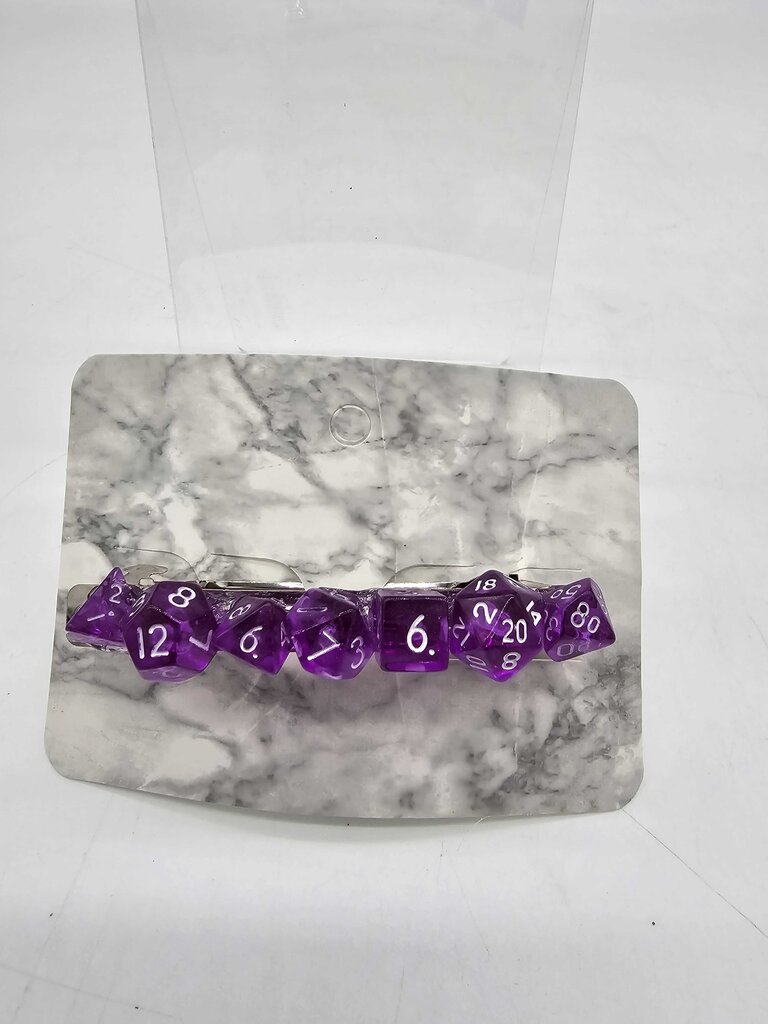 Mini Dice Barrette with Translucent Glitter Purple Dice