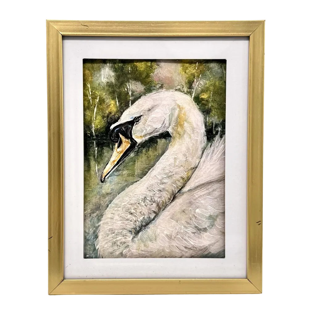 Swan print in a gold frame