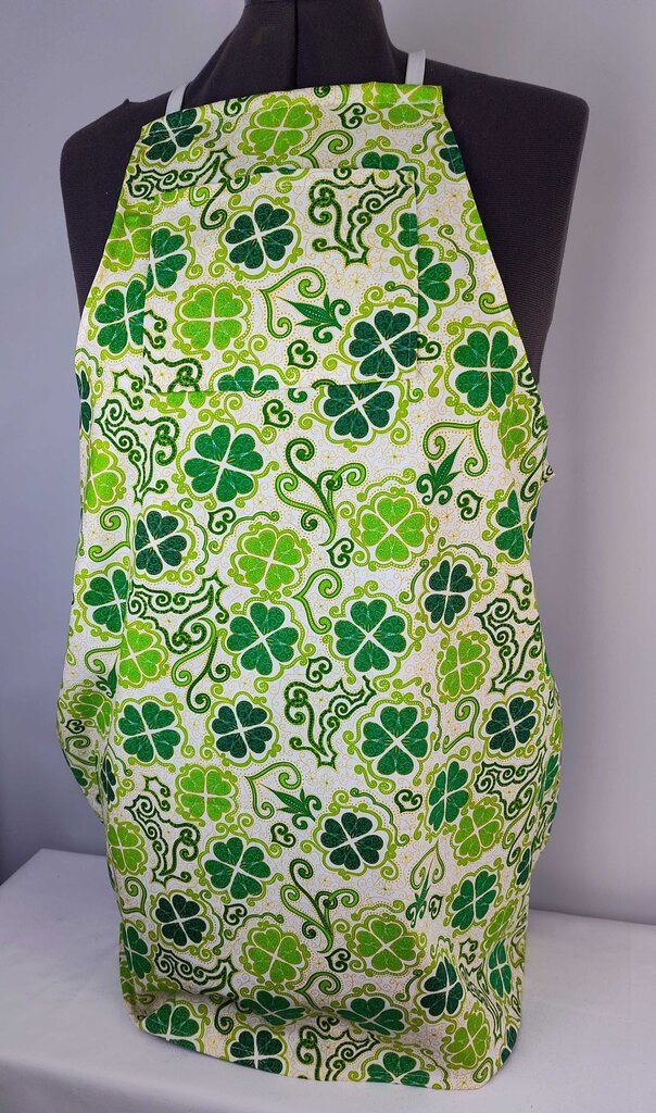 Adult Apron Shamrocks on White