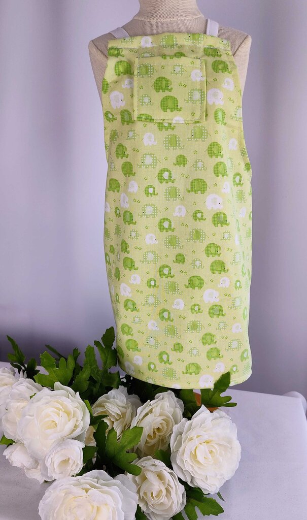 Toddler Apron Baby Elephants on Green
