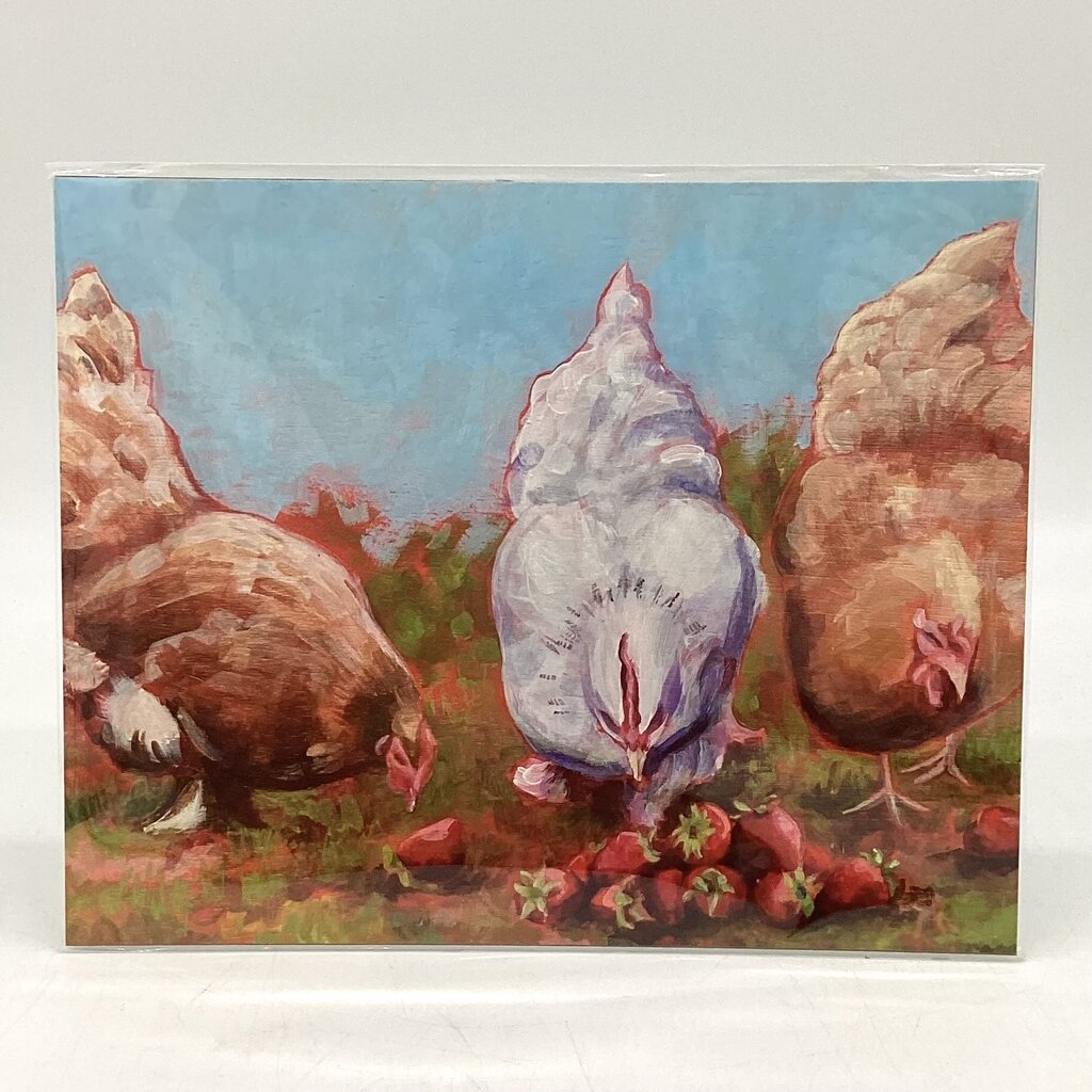 Strawberry Hens 8x10 Art Print