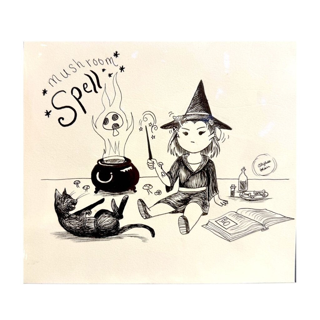 Mushroom Spell Pen and Ink drawing