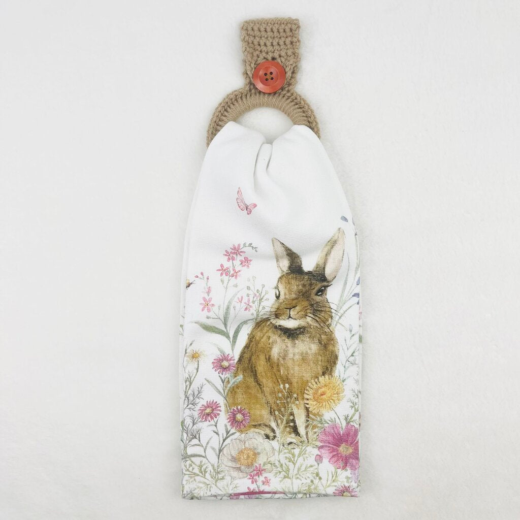 Hanging Towel Set - Bunny with Purple Spring Flowers