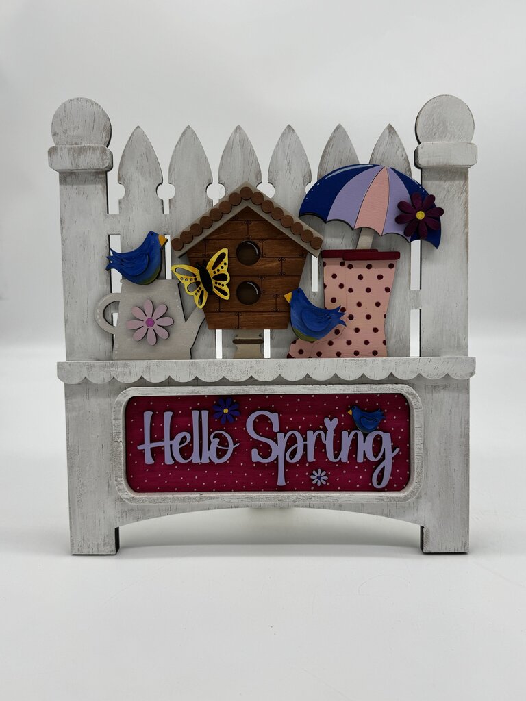 Fence Display w/ Hello Spring/Birdhouse Insert