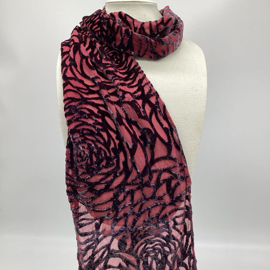 Peonies Silk & Velvet Scarf