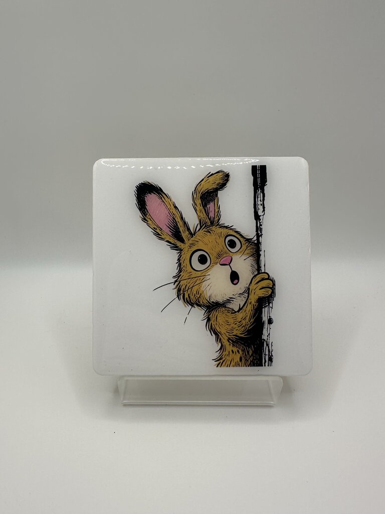4" Square Coaster - Rabbit