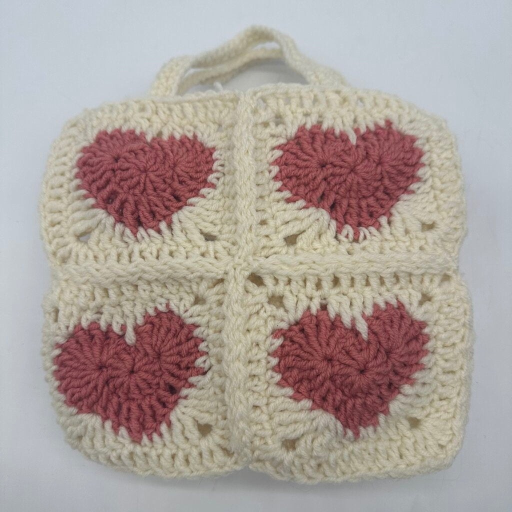 Crochet Mini Heart Tote Bag