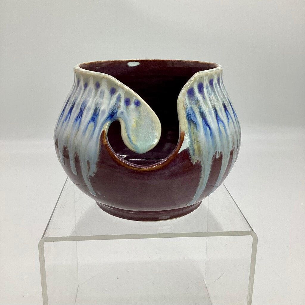 Yarn Bowl-Merlot/Blue White