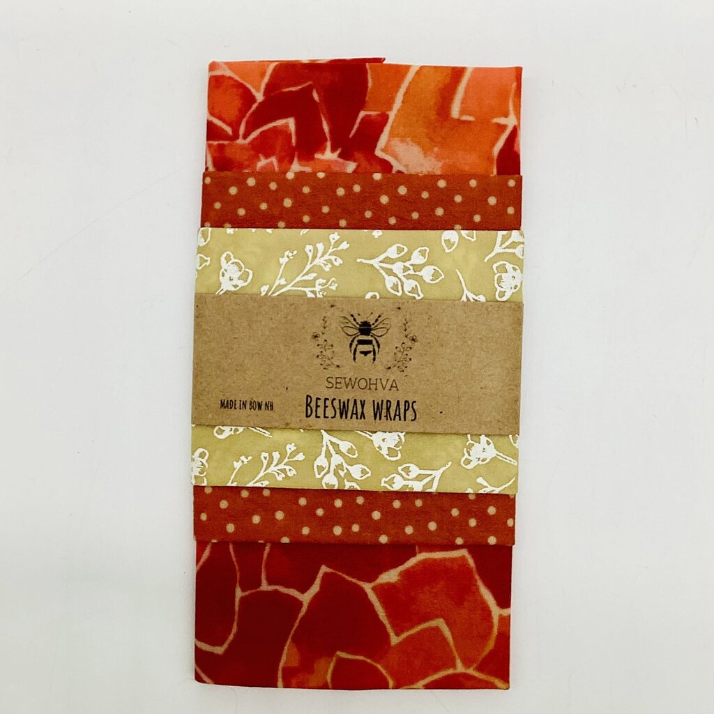 Beeswax Wraps 3 Pack, Orange Flowers