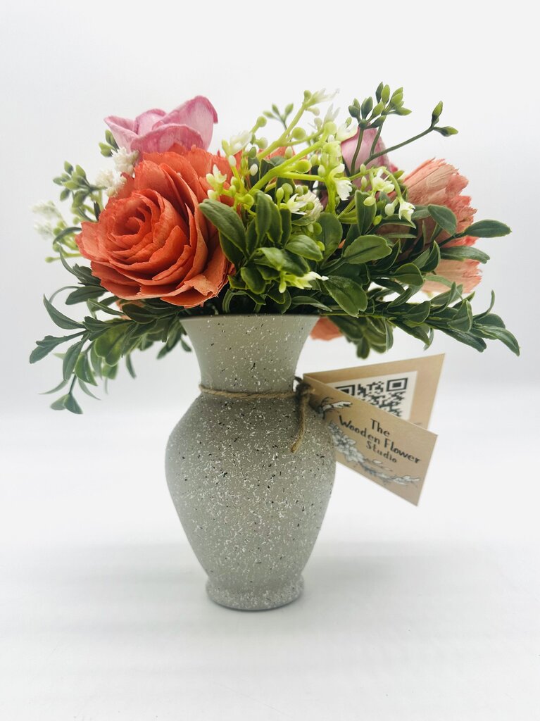 Gray Vase filled with Sola Wood Flowers