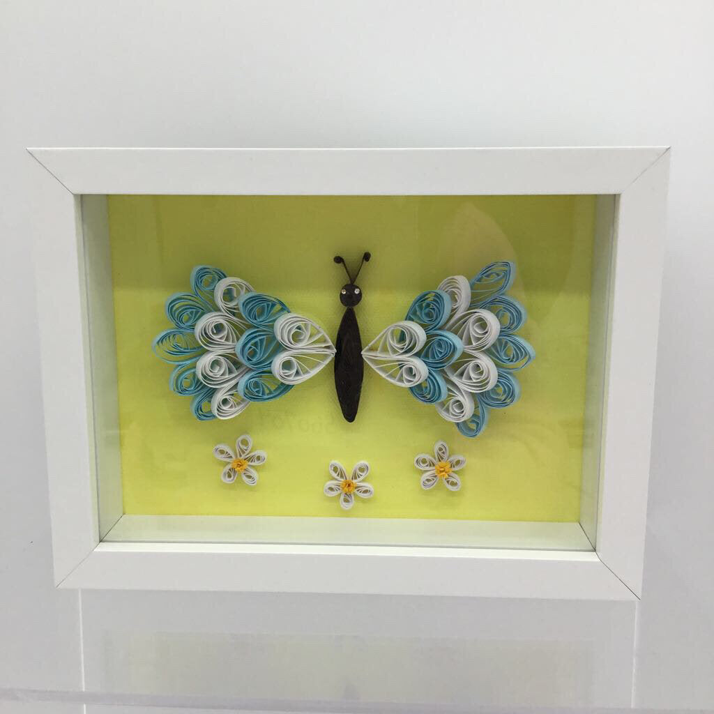 Framed Butterfly blue and white