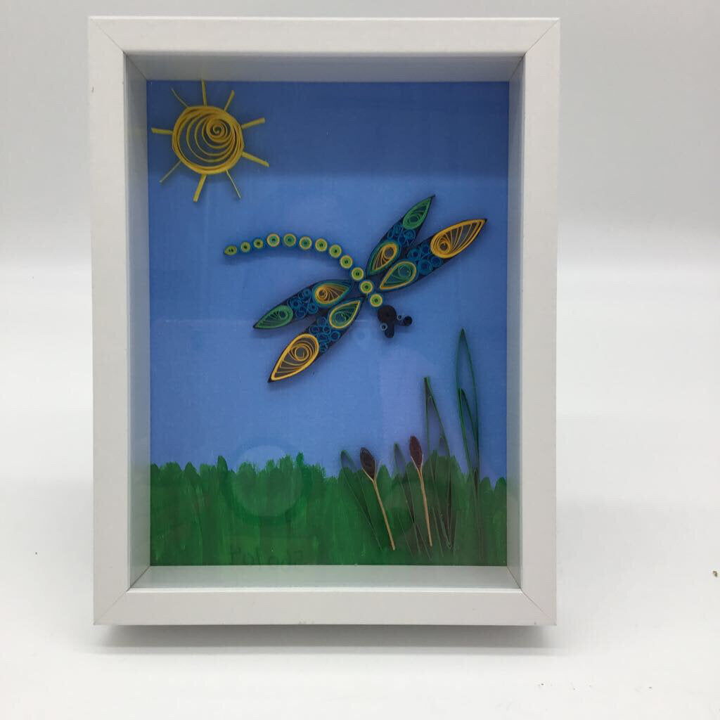 Framed Dragonfly blue and green