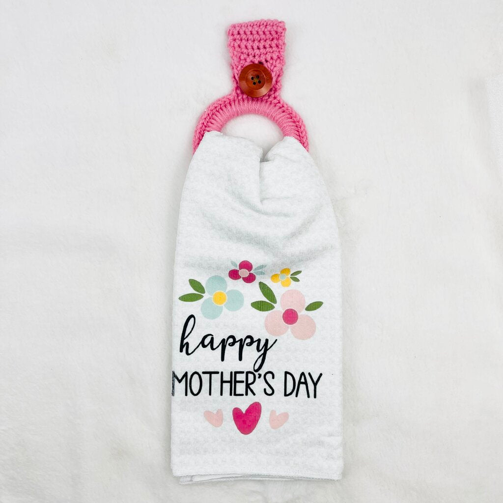 Hanging Towel Set - Happy Mother's Day w. Pink Flowers