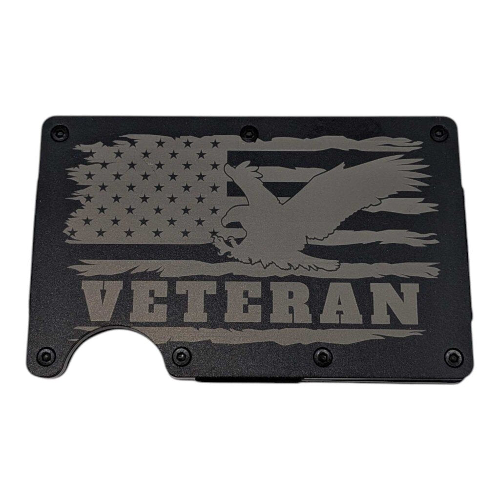 Laser Engraved Metal Wallet / Money Clip - Veteran