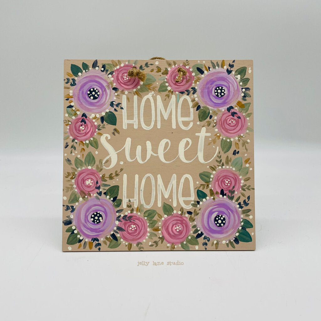 FLORAL WOOD PLAQUE- HOME SWEET HOME