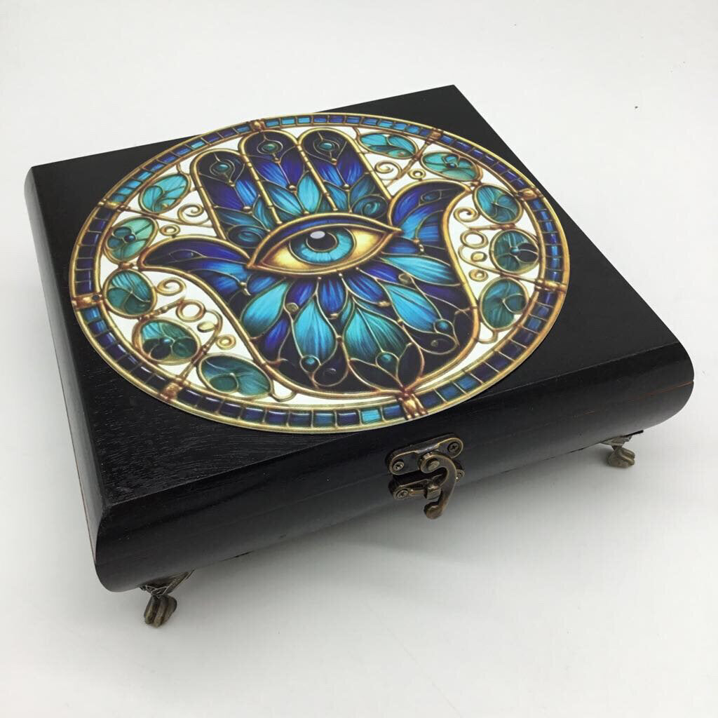 Black Evil Eye Hamsa Hand Box