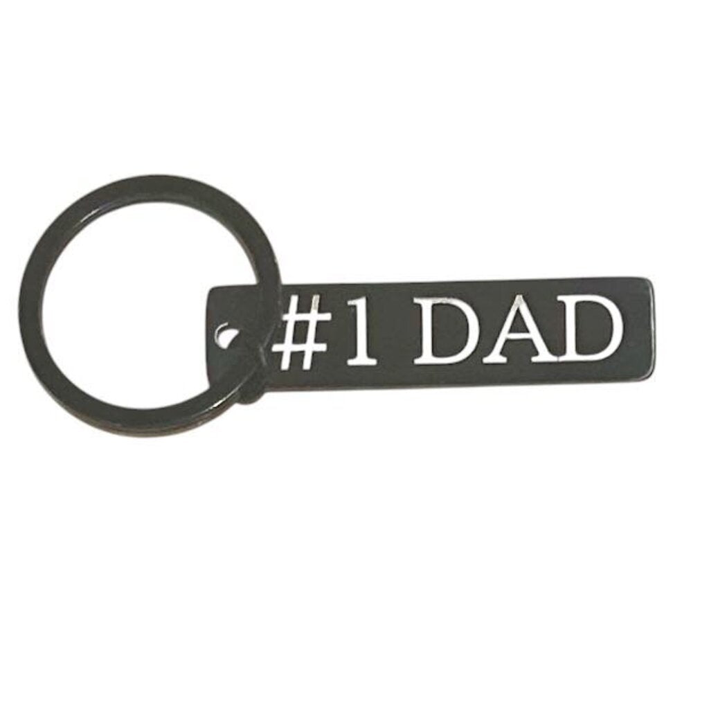 #1 Dad Black Metal Keychain