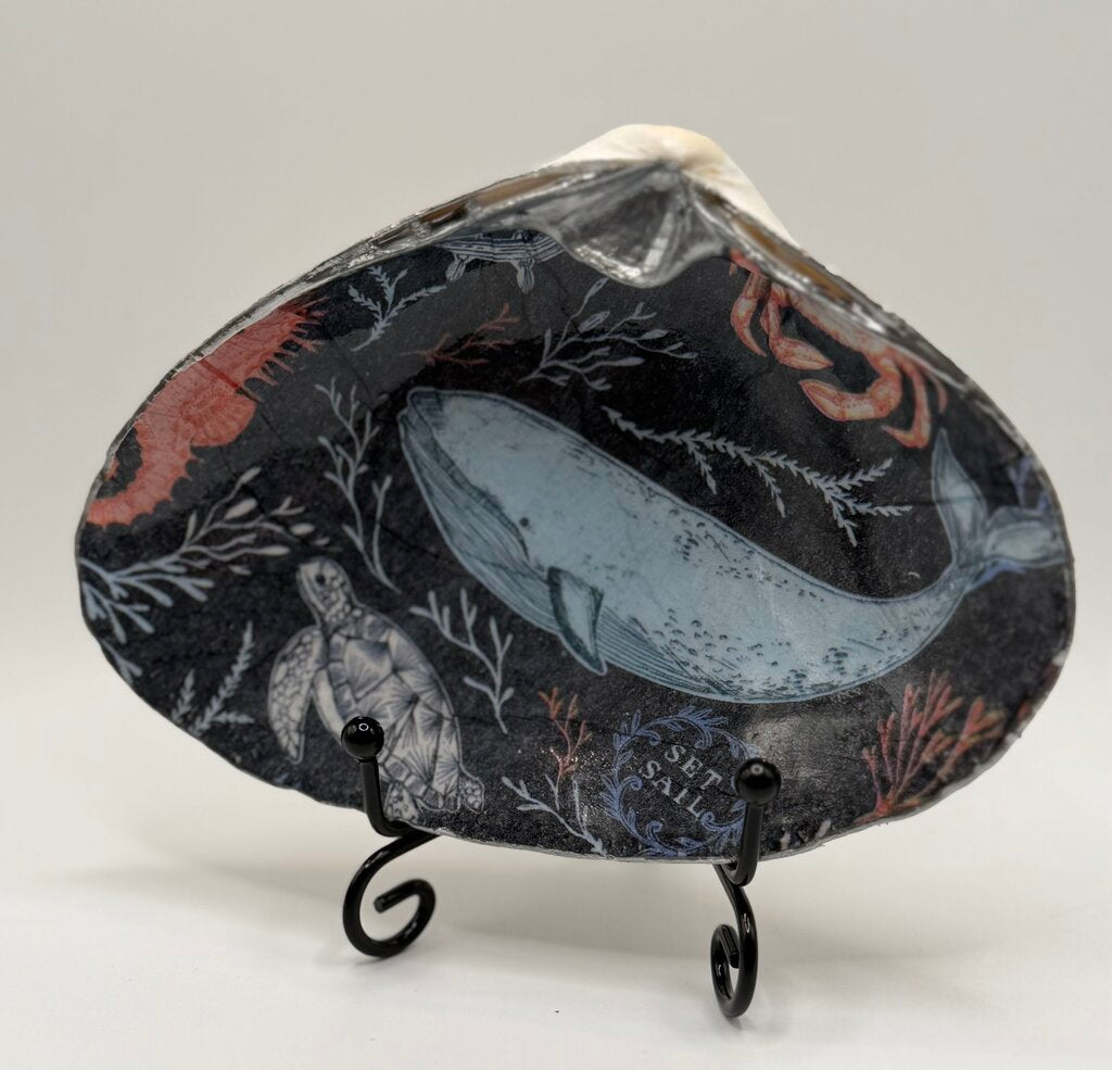 Whale/Turtle (Blue Backround) Clam Dish (Saco, ME)