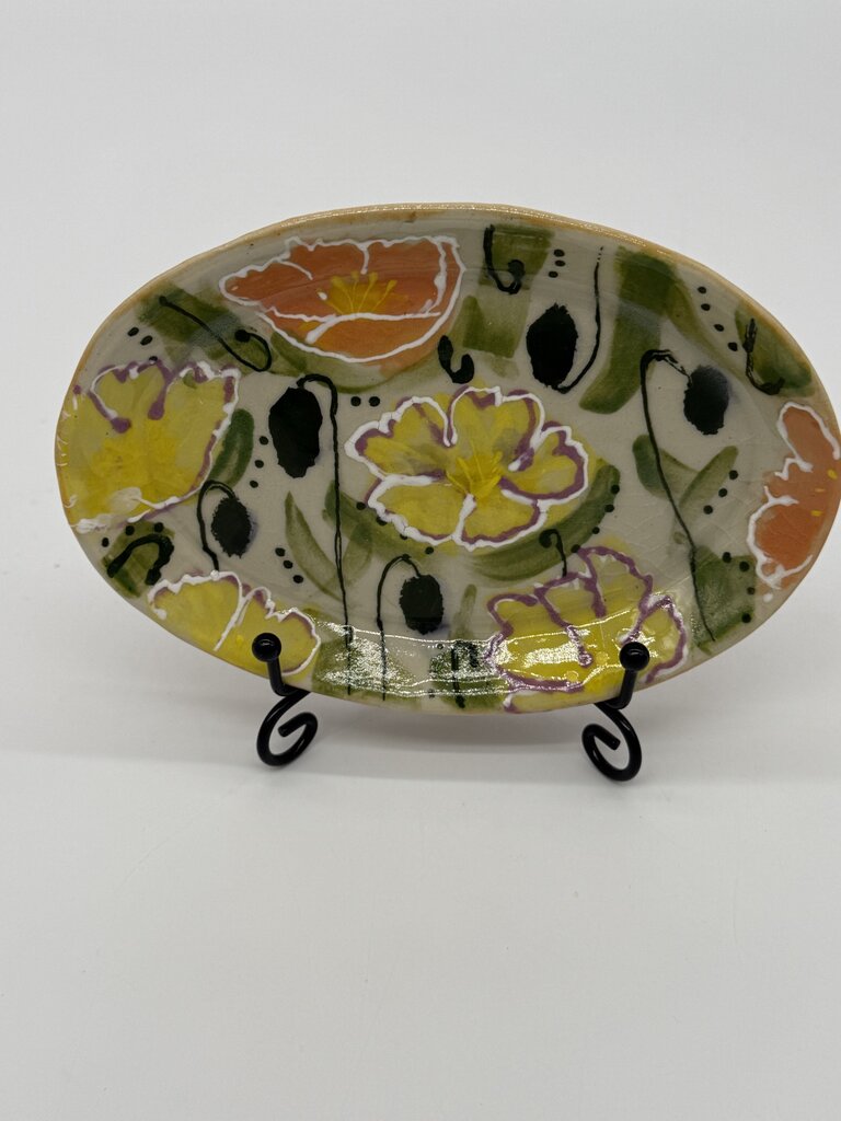 Oval Yellow Pansy Trinket Dish