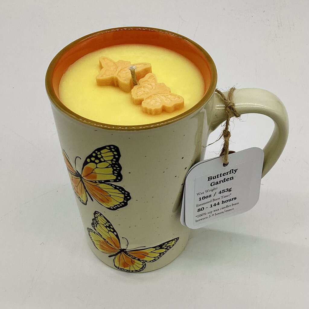 Butterfly Garden (Monarch Mug) - 100% Soy Wax - Mug Candle