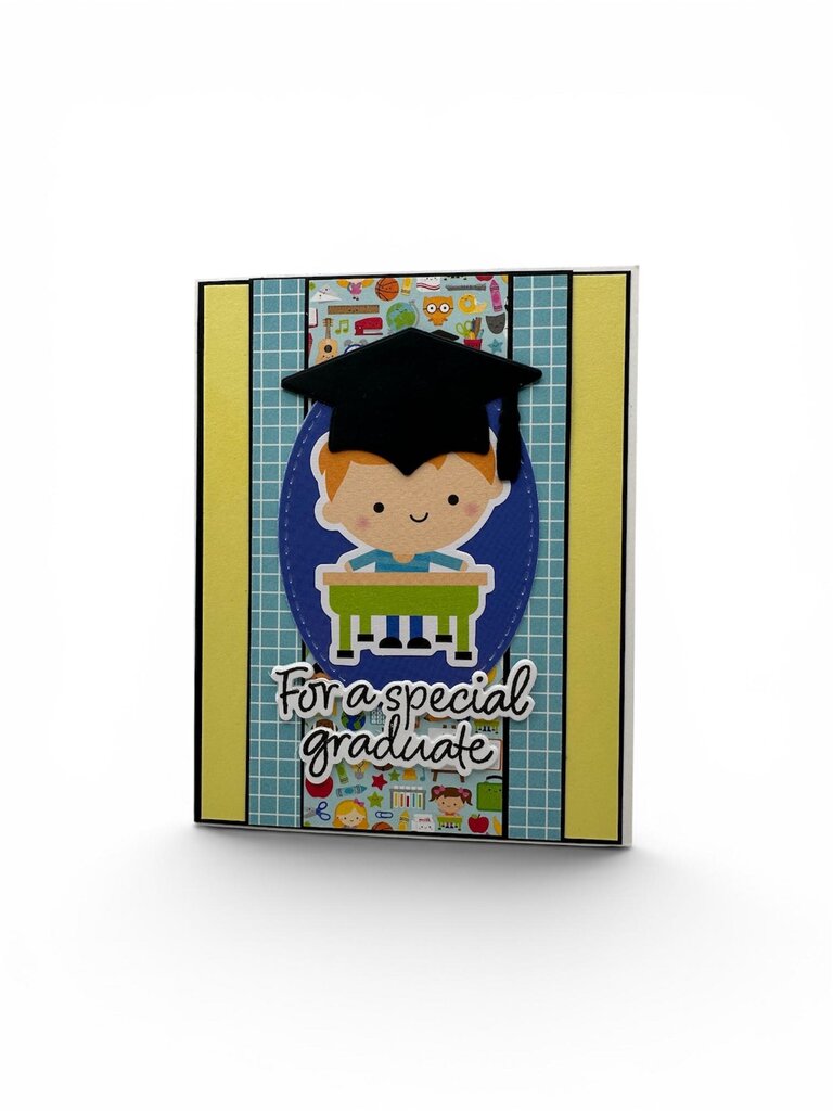 Kid Graduation Boy At Desk - For A Special Graduate Card