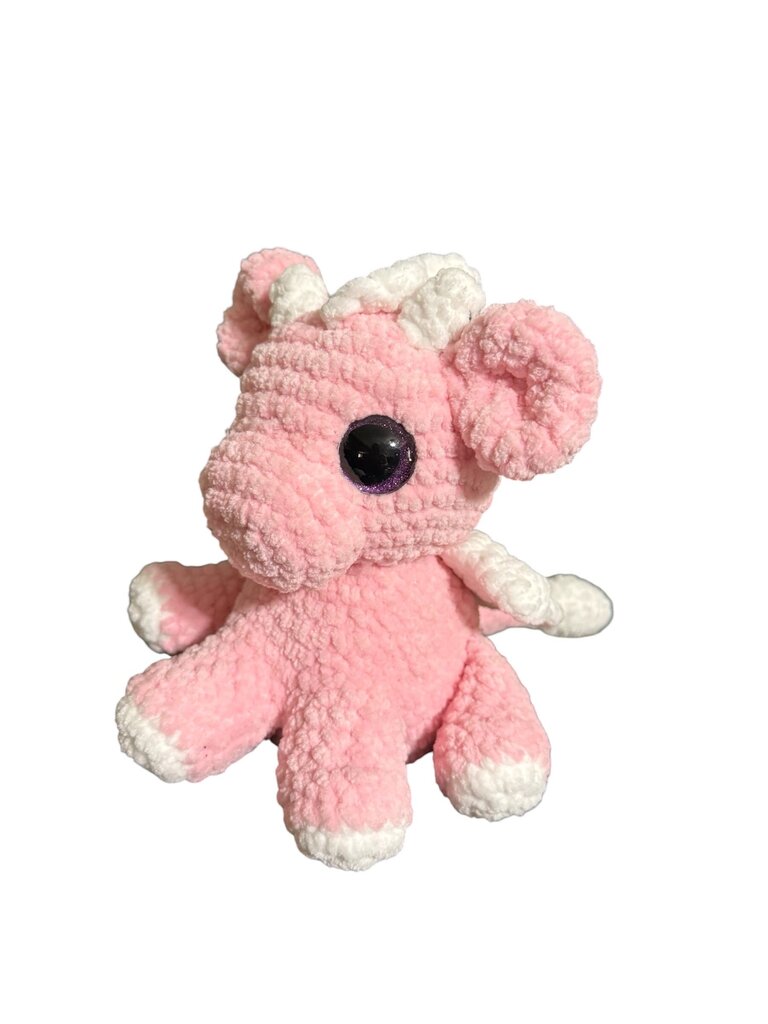 Crocheted small baby dragon sitting plush