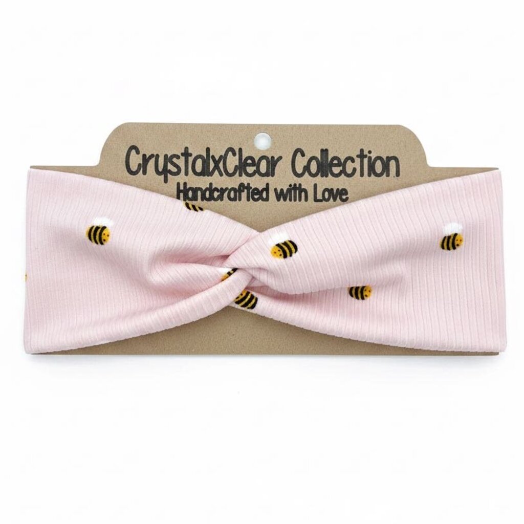 Ribbed Pink Bee Soft Stretch Twist Knot Headband