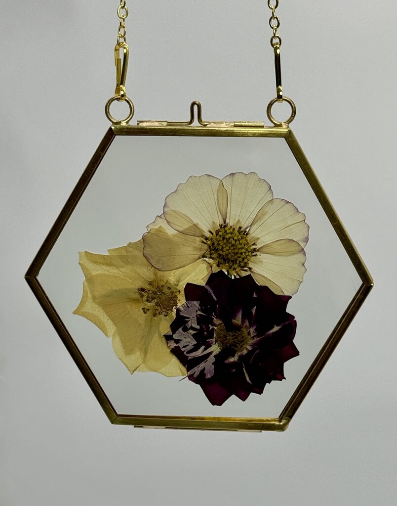 Hexagon w/ Pressed Florals