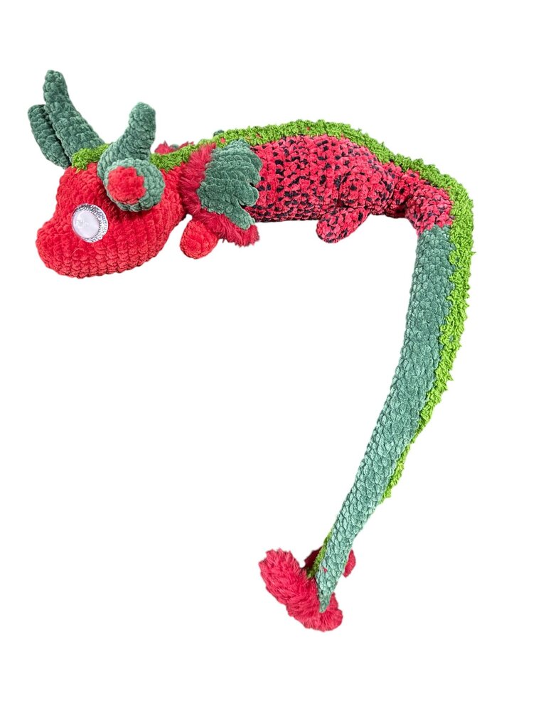 Crocheted long fur dragon "watermelon"