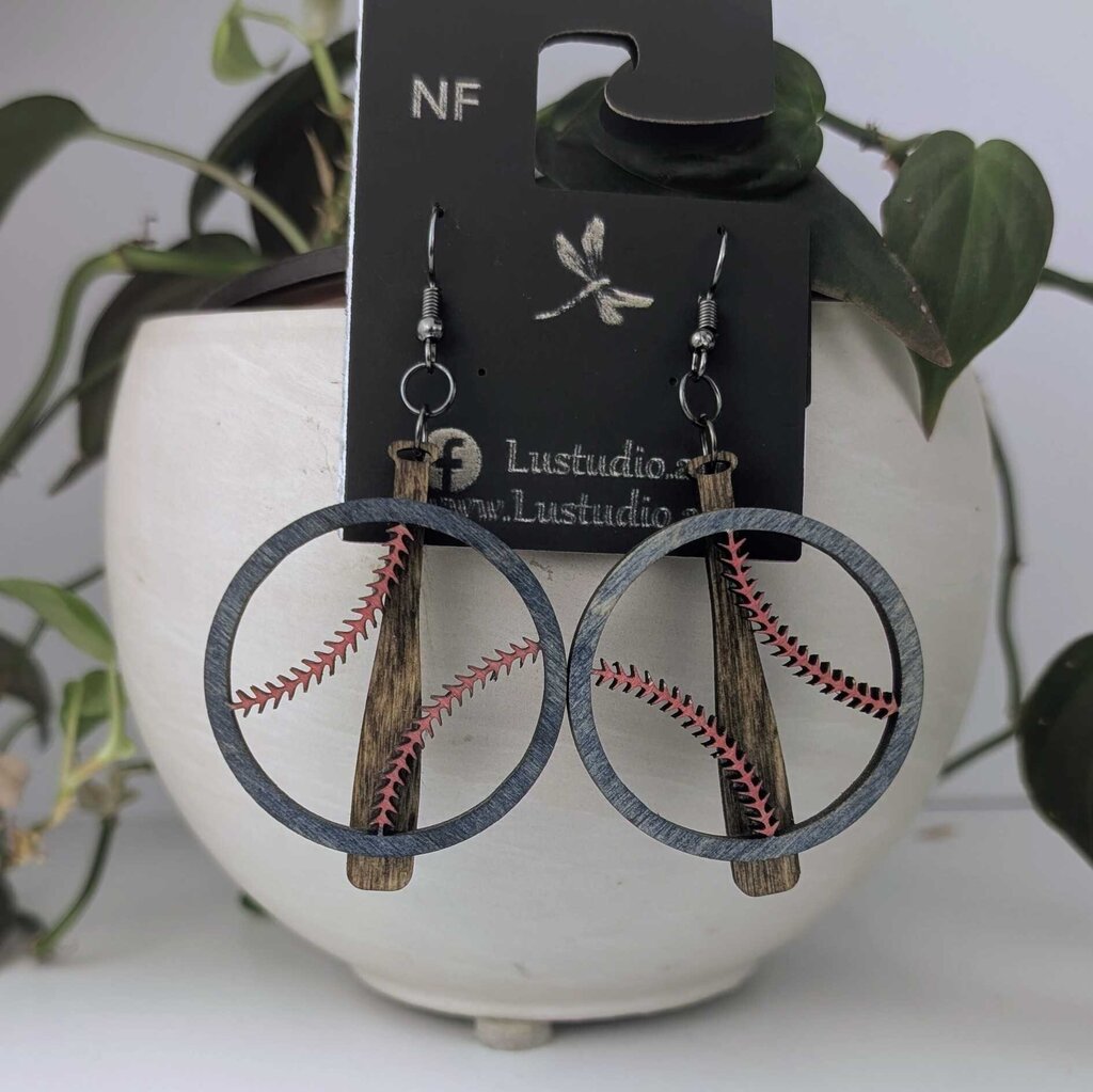 Baseball and Bat Earrings