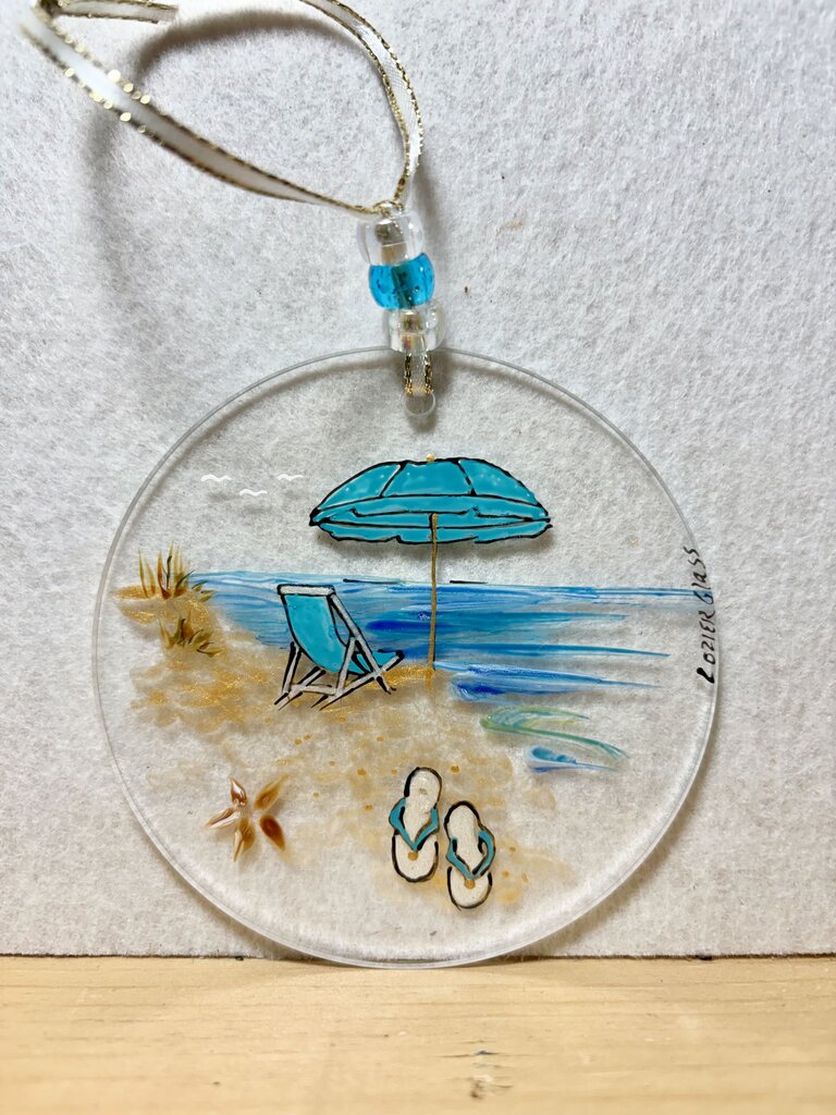 Beach acrylic sun catcher/ornament blues