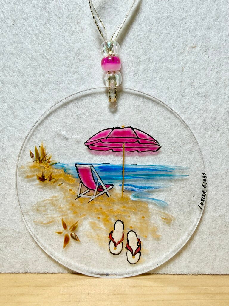 Beach acrylic sun catcher/ornament pinks