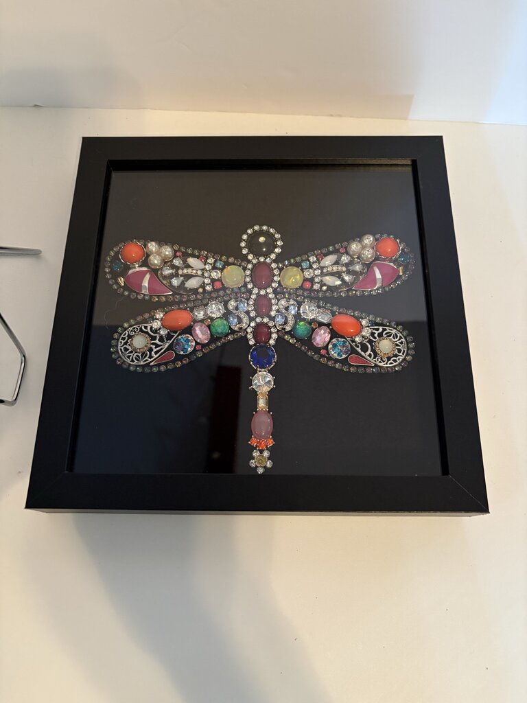LARGE COLORFUL DRAGONFLY 8X8 BLK SB