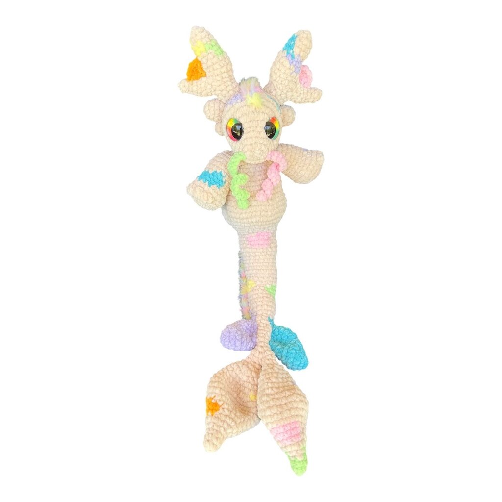 Crocheted rainbow koi dragon