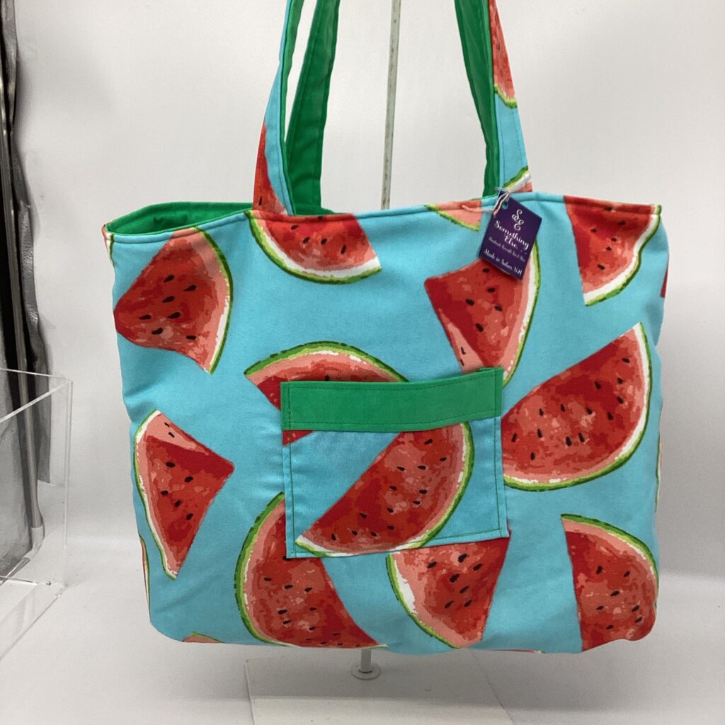 Watermelon Reversible tote. Bag w/ Green