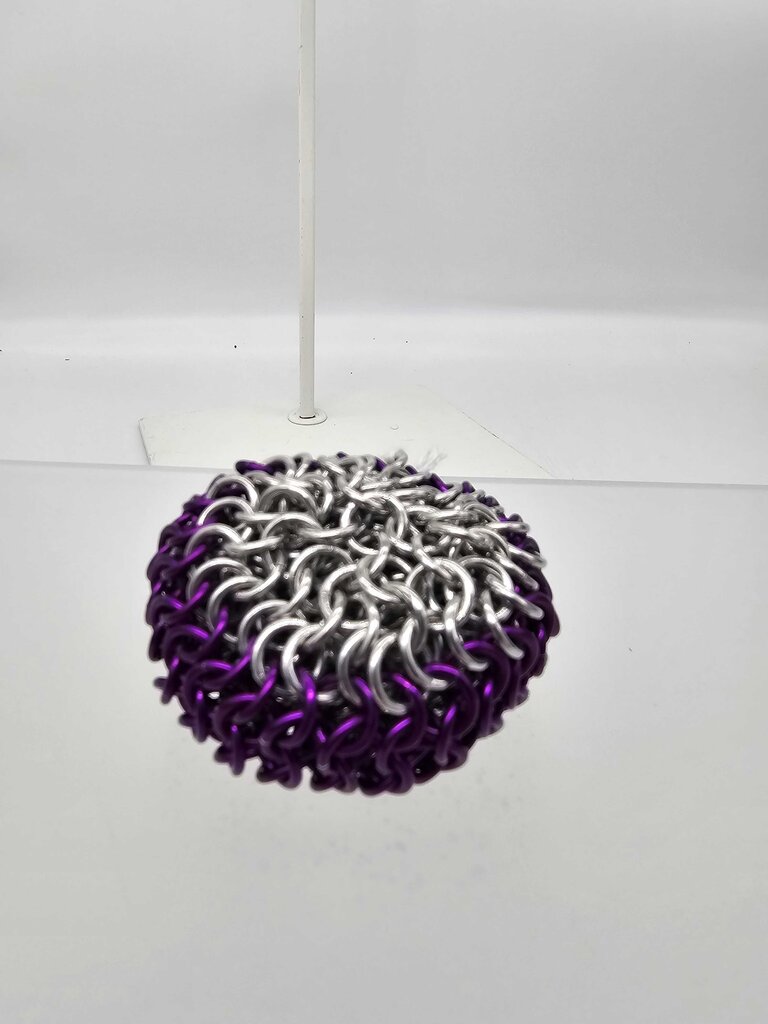 Purple and silver juggling ball/foot bag - aluminum, 2 ounce