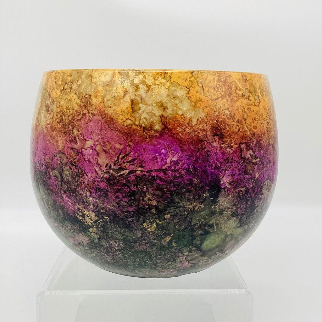 6x7 Flower Pot- Grn/Purp/Yel/Gold