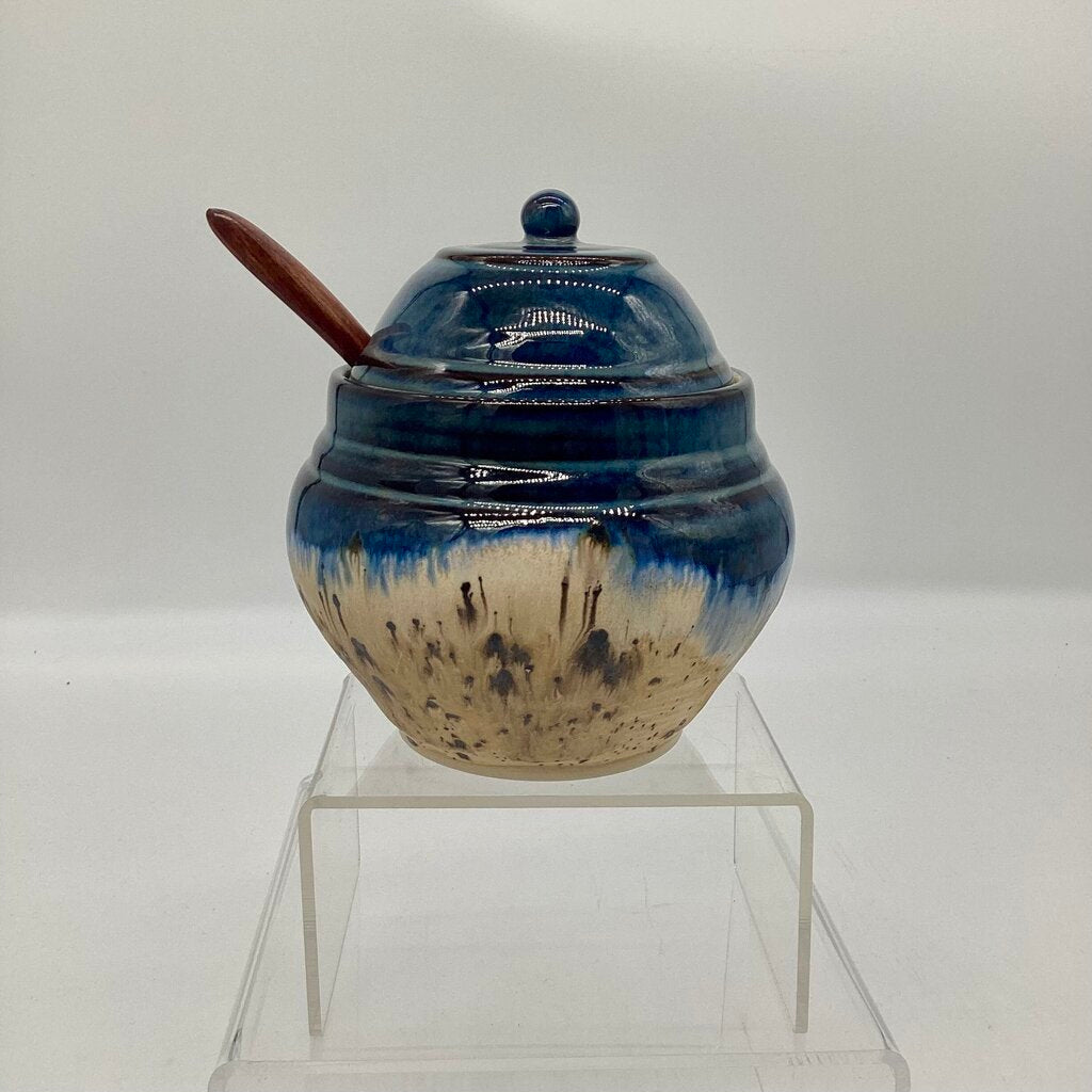 Honey/Tea Jar w/spoon- Sapphire