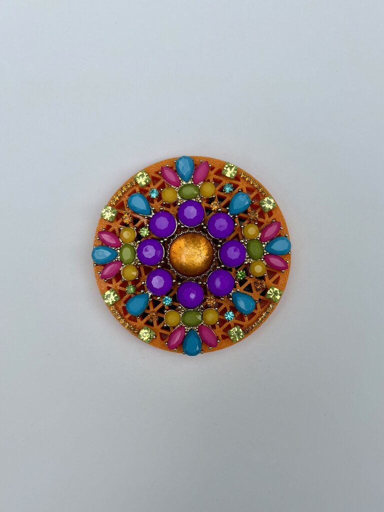 3 x 3 ORANGE MAGNET- LOTS of VTG COLORFUL JEWELRY, & rhinestones UNIQUE DESIGN
