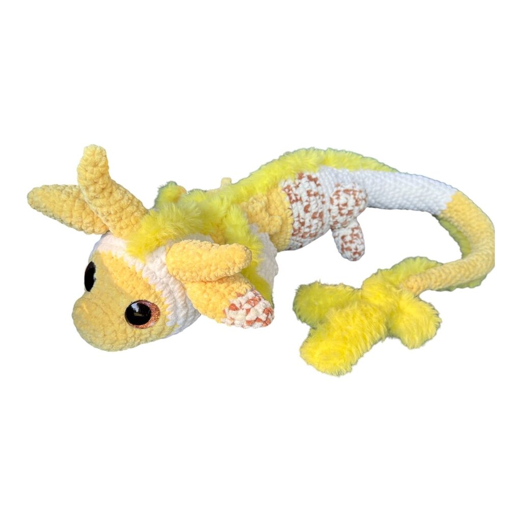 Crocheted patchwork fur fruit dragon "banana"