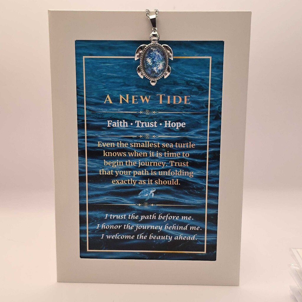 Sea Turtle Pendant Card Gift Set -A New Tide- Faith, Trust Hope