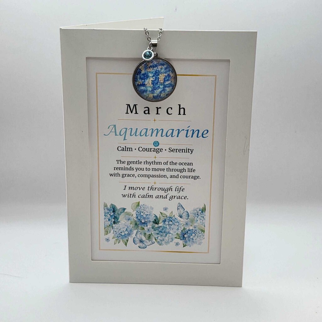 March Birthstone Pendant Card Gift Set
