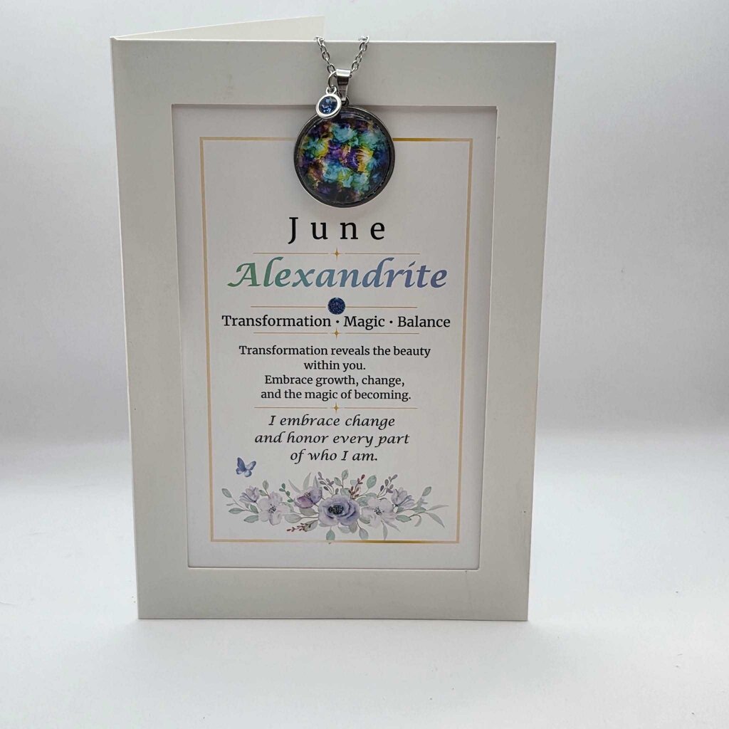 June Birthstone Pendant Card Gift Set