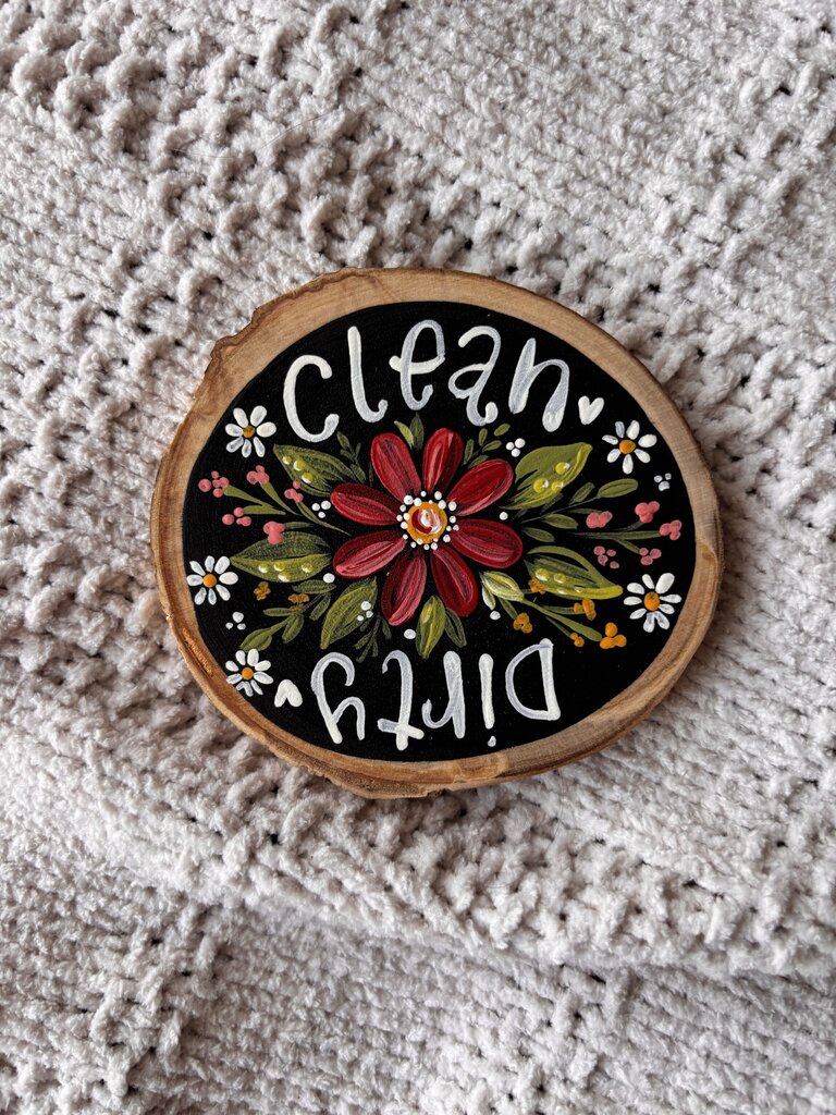 Red Floral Dishwasher Magnet