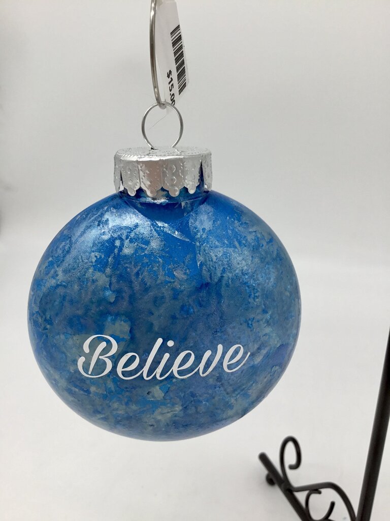 3" Flat Ornament- Blue/Believe/letitsnow