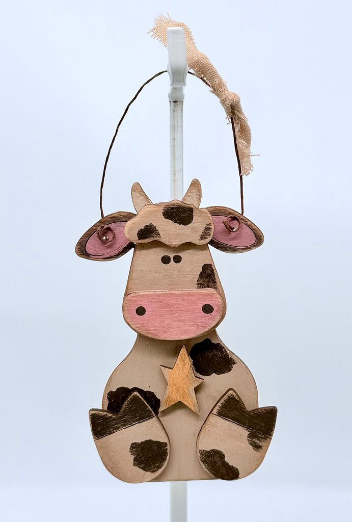 Wood Cow Ornament