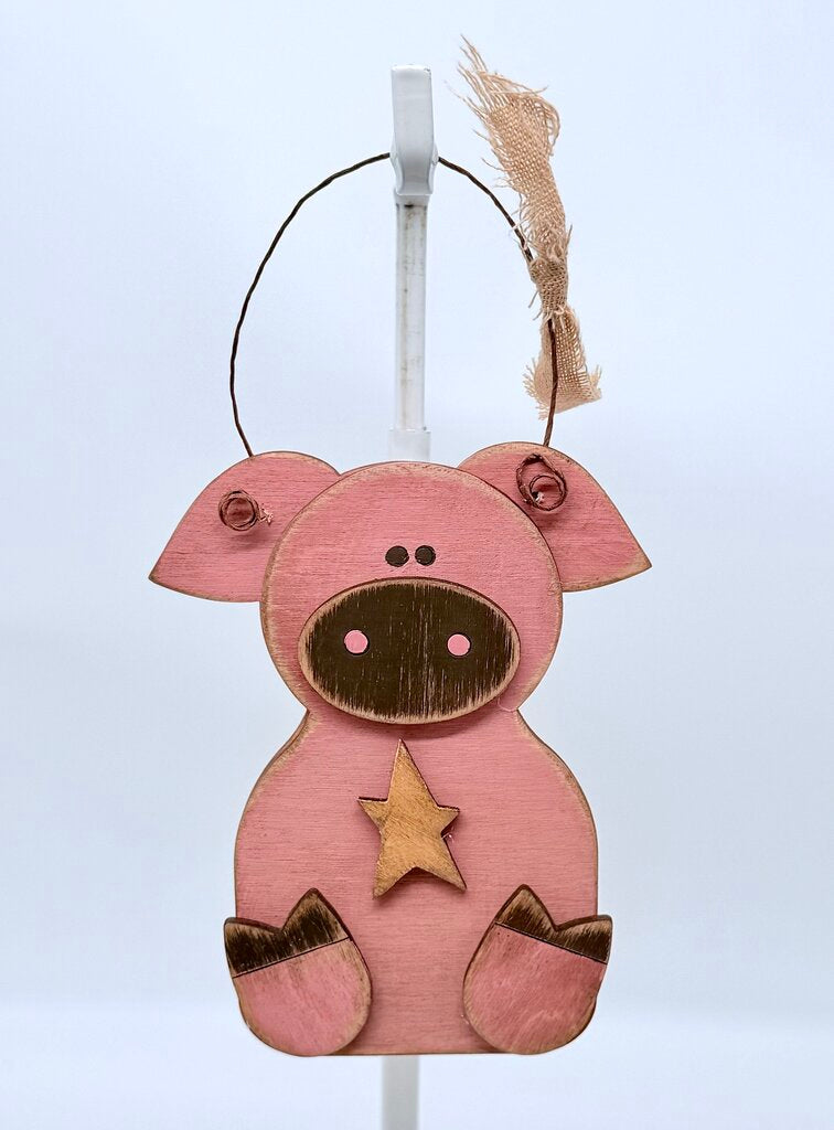 Wood Pig Ornament